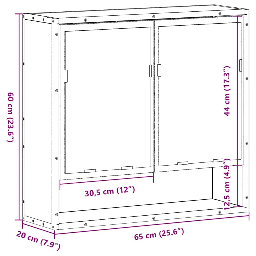 Armoire de salle de bain avec miroir Chêne Sonoma 65 x 20 x 60 cm Bois d'ingénierie - 12