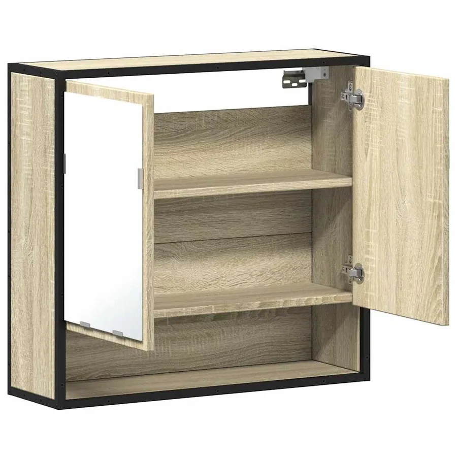 Armoire de salle de bain avec miroir Chêne Sonoma 65 x 20 x 60 cm Bois d'ingénierie - 8