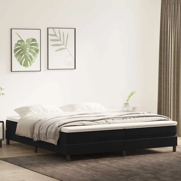 Sommier à lattes de lit avec matelas noir 200x210 cm Velours