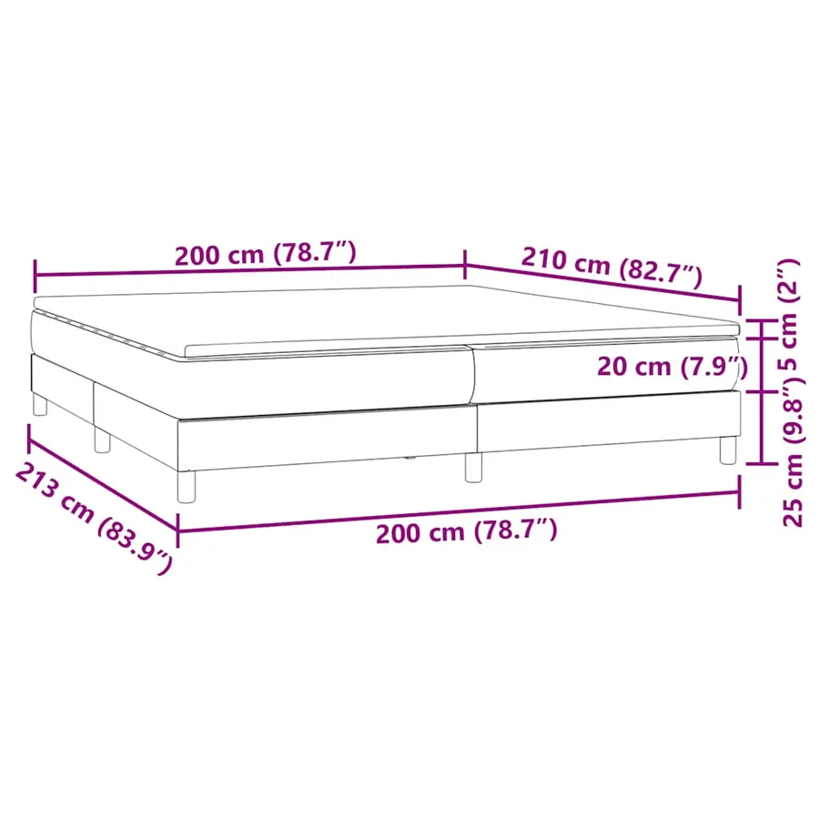 Sommier à lattes de lit avec matelas noir 200x210 cm Velours - 11