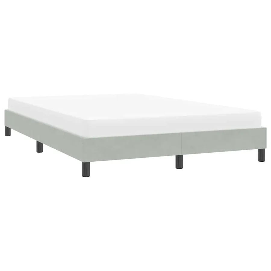 Cadre de lit sans matelas gris clair 140x210 cm velours - 4