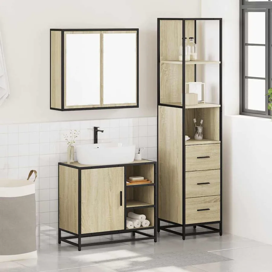 Ensemble de meubles de salle de bain 3 pcs chêne sonoma - 3