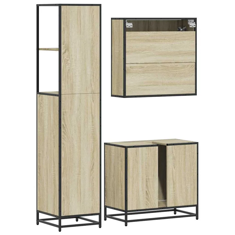 Ensemble de meubles de salle de bain 3 pcs chêne sonoma - 7