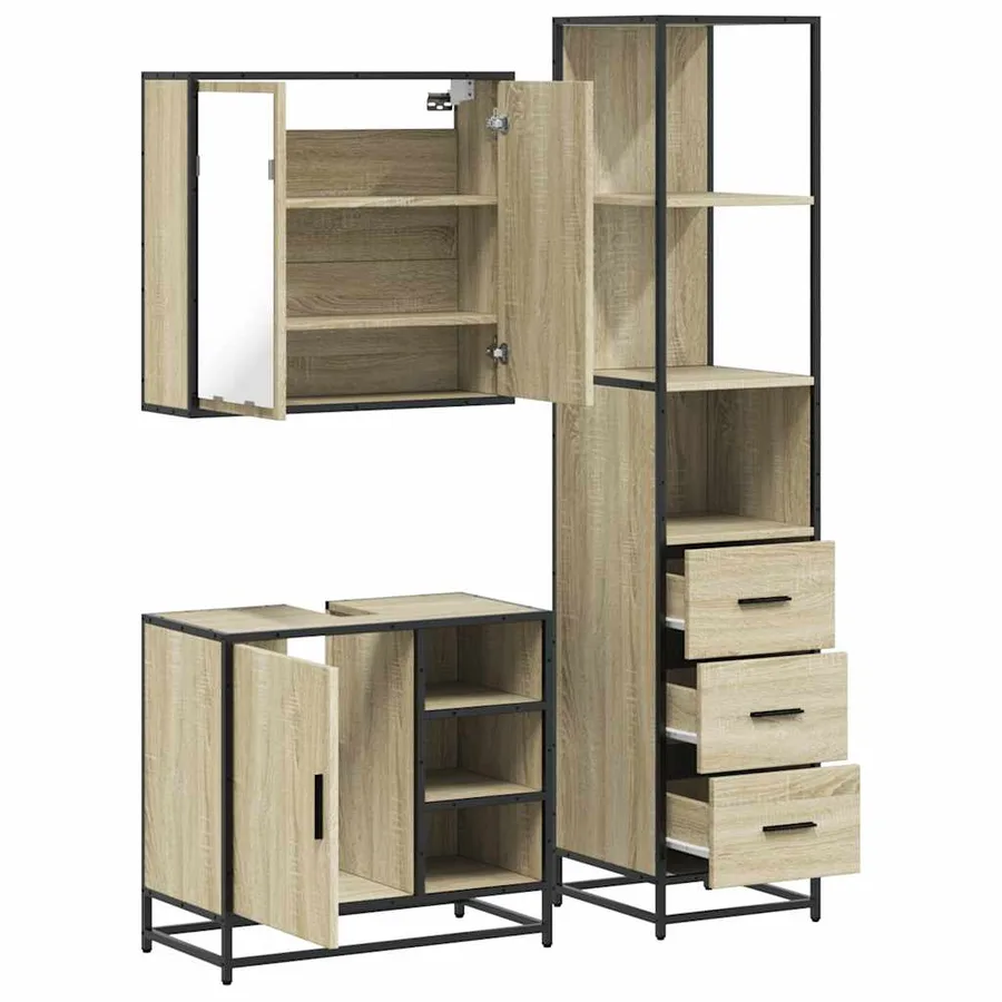 Ensemble de meubles de salle de bain 3 pcs chêne sonoma - 8