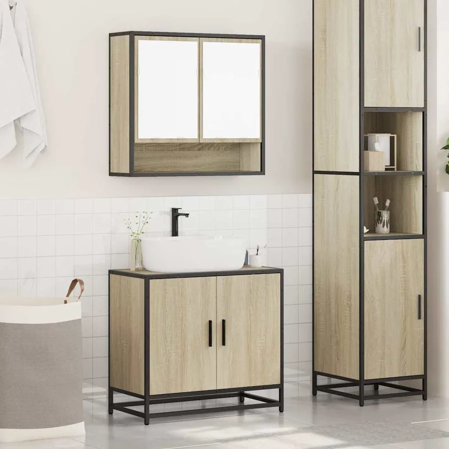 Ensemble de meubles de salle de bain 2 pcs chêne sonoma - 3