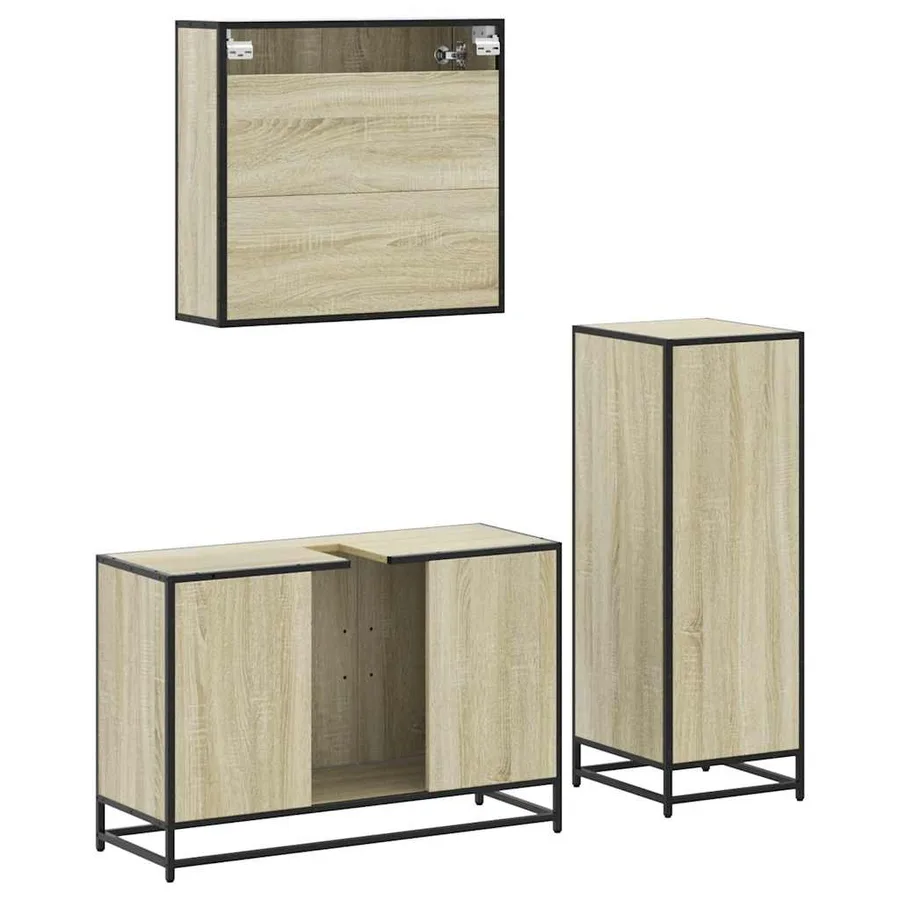 Ensemble de meubles de salle de bain 3 pcs chêne sonoma - 7
