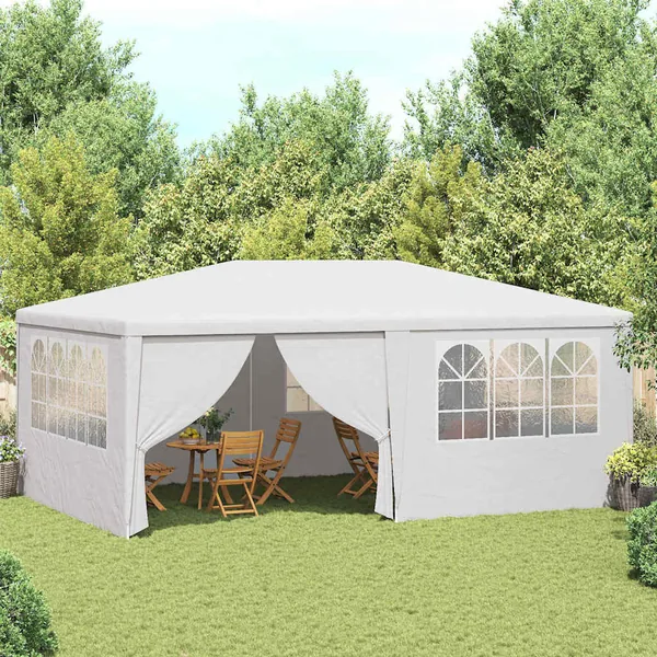 Tente de réception et parois latérales 4x6 m Blanc 90 g/m²