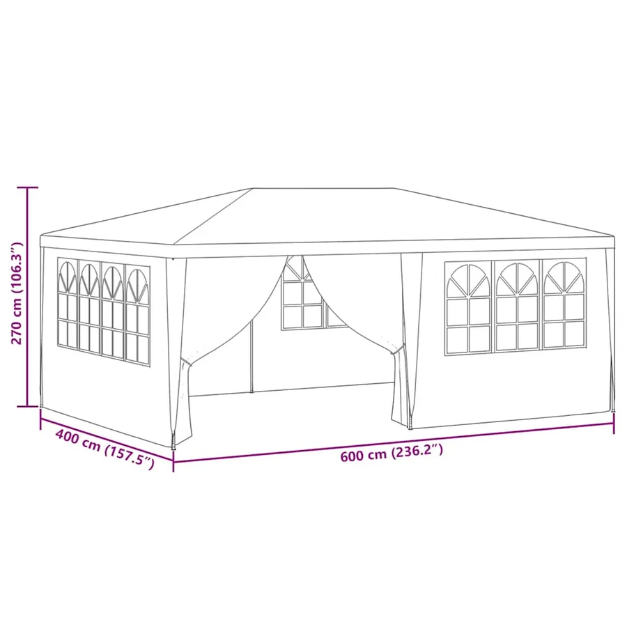 Tente de réception et parois latérales 4x6 m Blanc 90 g/m² - 10