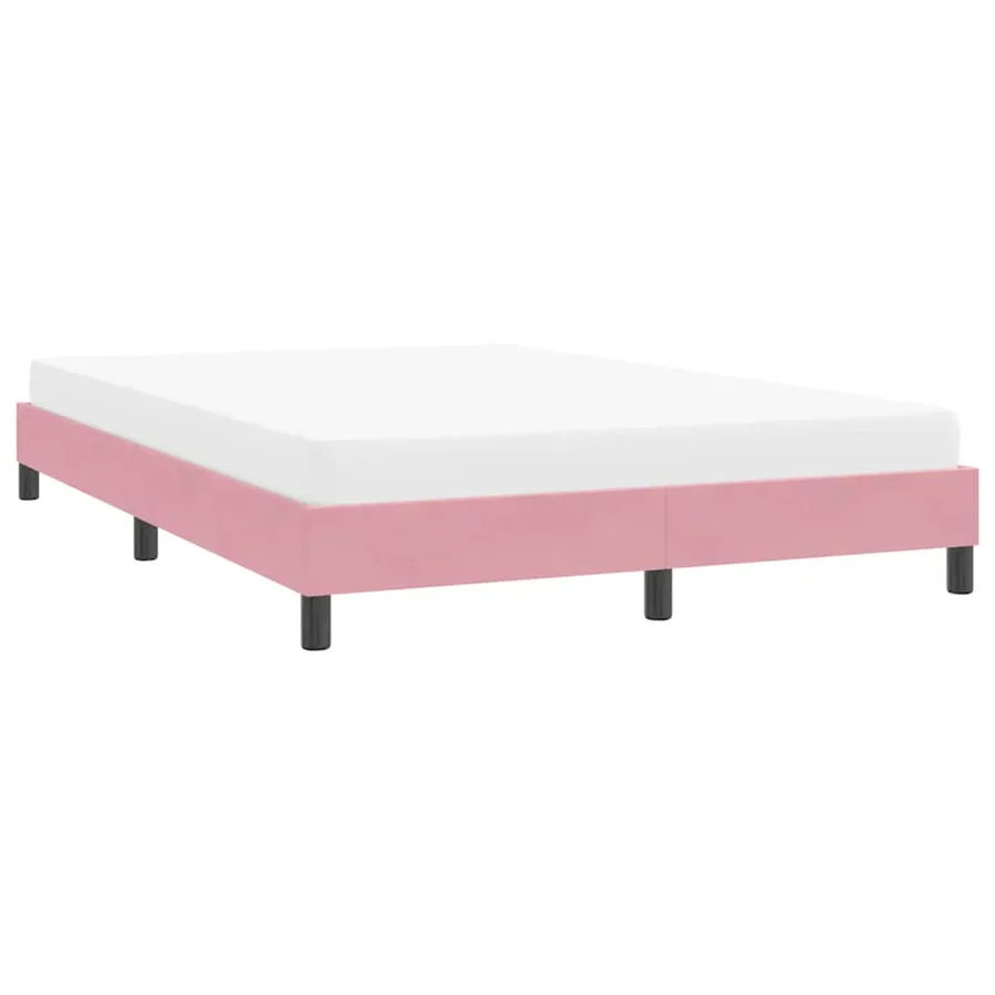 Cadre de lit sans matelas rose 140x210 cm velours - 4