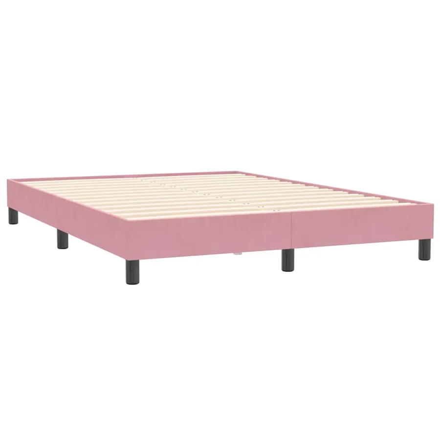Cadre de lit sans matelas rose 140x210 cm velours - 7
