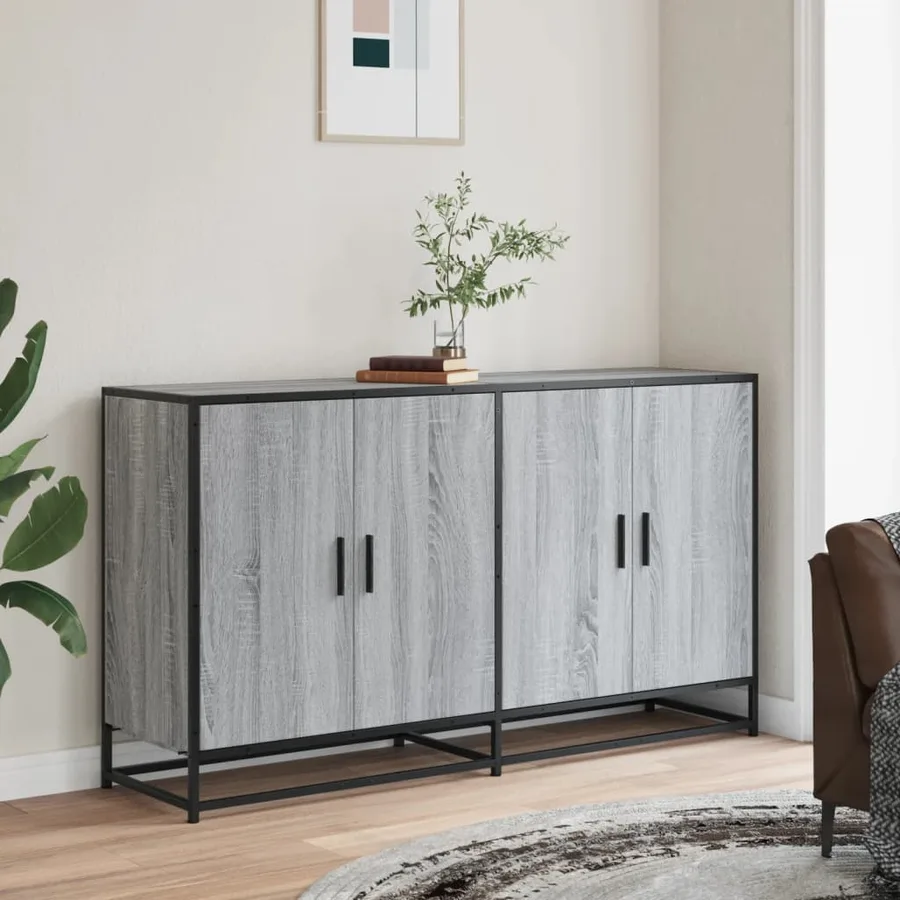 Buffet sonoma gris 134x35x76 cm bois d'ingénierie - 3