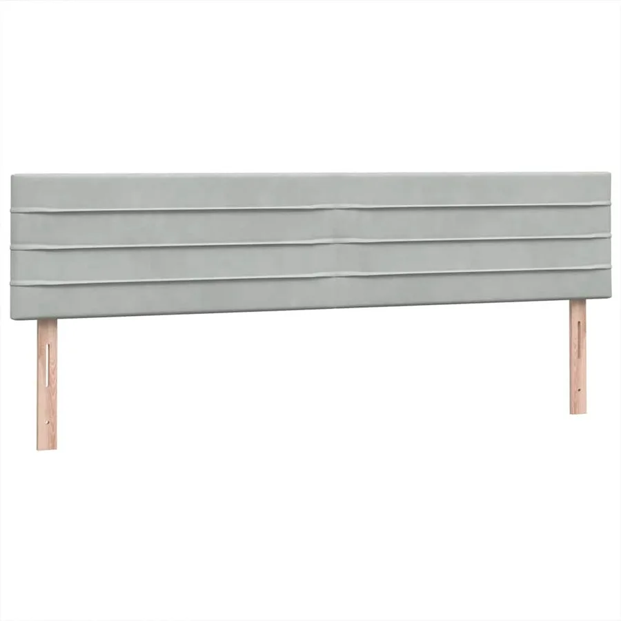 Sommier à lattes de lit et matelas et LED gris clair 180x210cm velours - 8