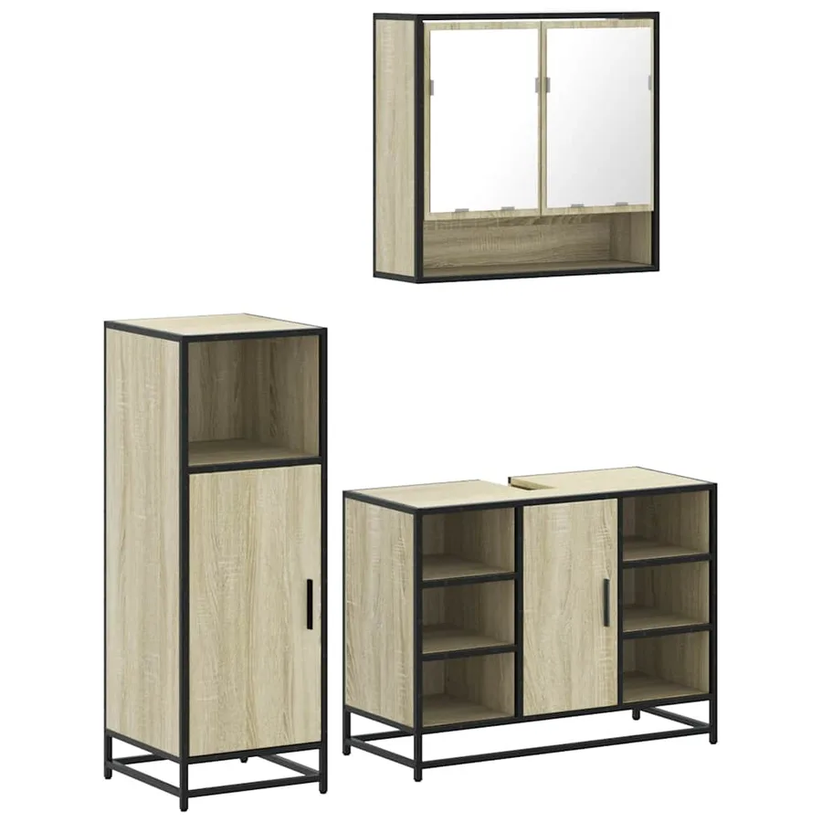 Ensemble de meubles de salle de bain 3 pcs chêne sonoma - 2