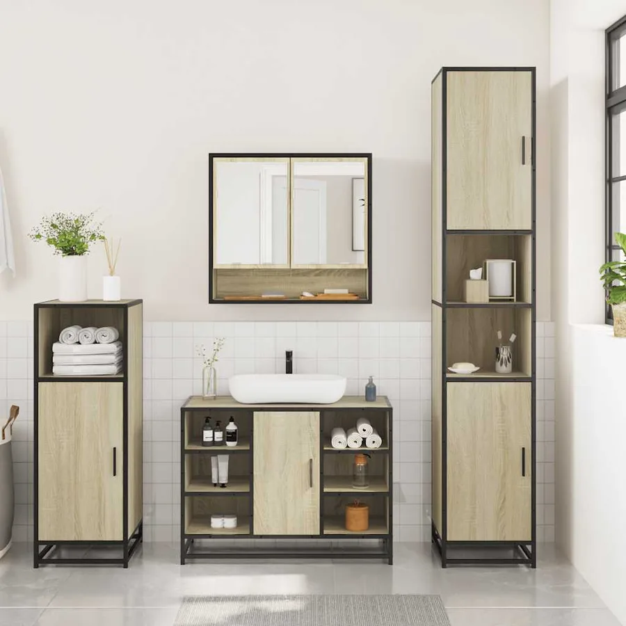 Ensemble de meubles de salle de bain 3 pcs chêne sonoma - 3
