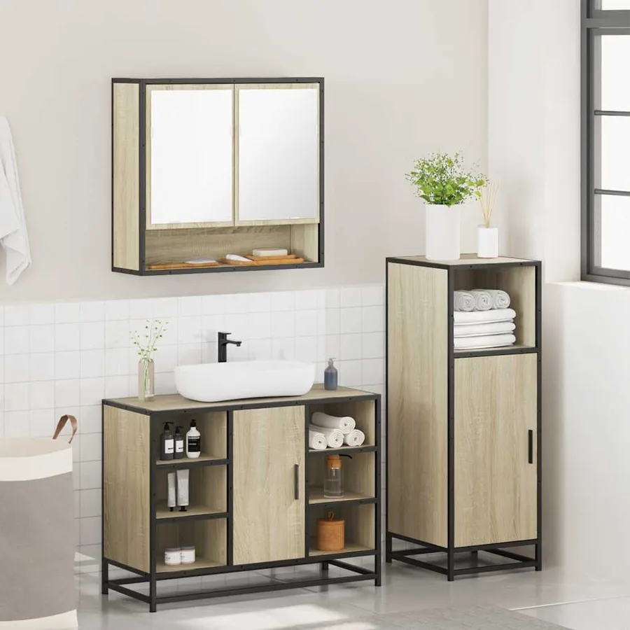 Ensemble de meubles de salle de bain 3 pcs chêne sonoma - 4