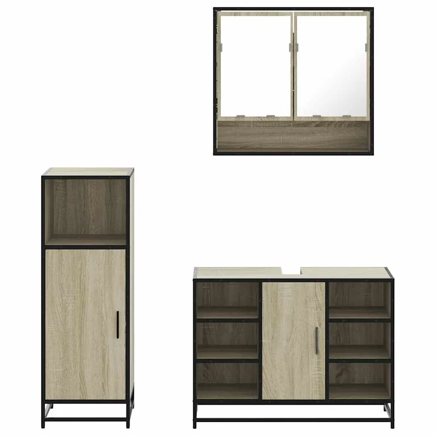 Ensemble de meubles de salle de bain 3 pcs chêne sonoma - 5