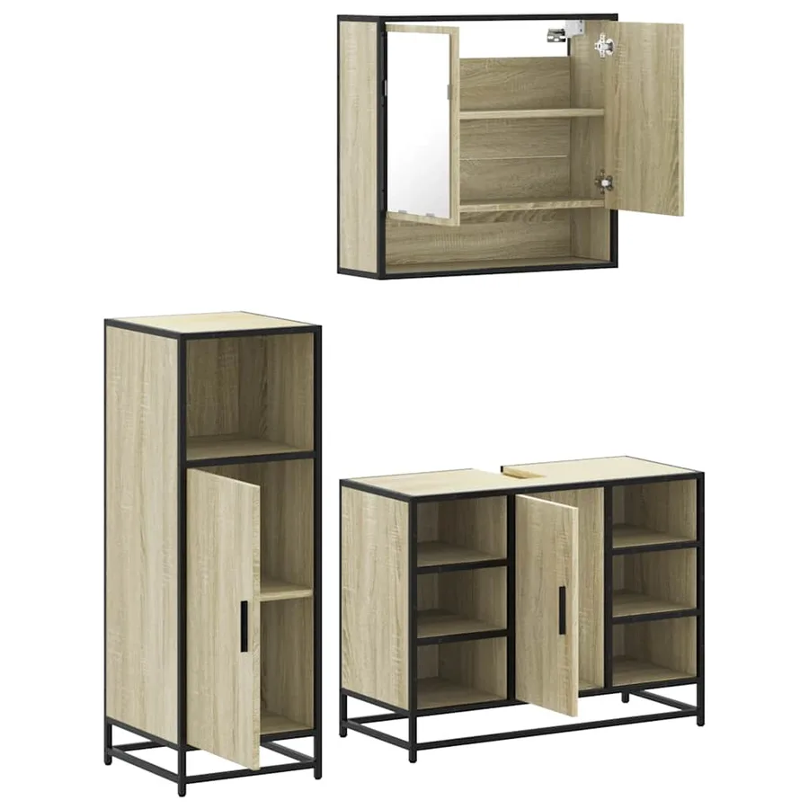 Ensemble de meubles de salle de bain 3 pcs chêne sonoma - 6