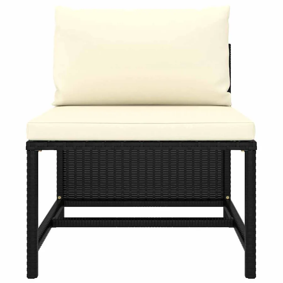 Salon de jardin 10 pcs avec coussins Résine tressée Noir - 6