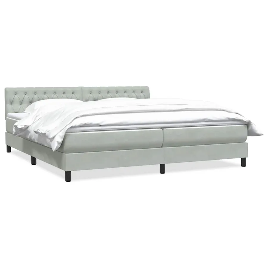 Sommier à lattes de lit et matelas gris clair 180x210cm velours - 2