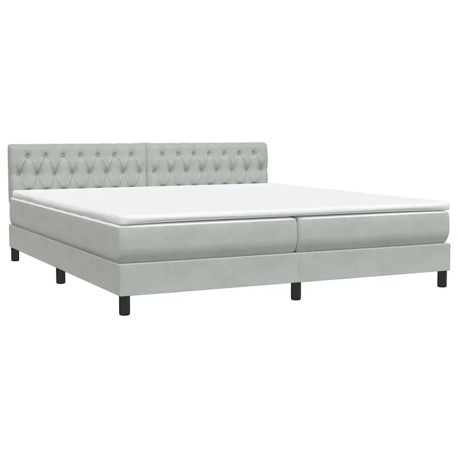Sommier à lattes de lit et matelas gris clair 180x210cm velours - 4