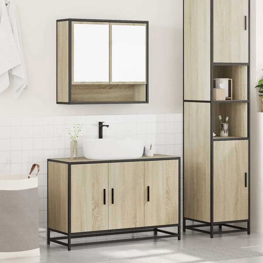 Ensemble de meubles de salle de bain 2 pcs chêne sonoma - 3