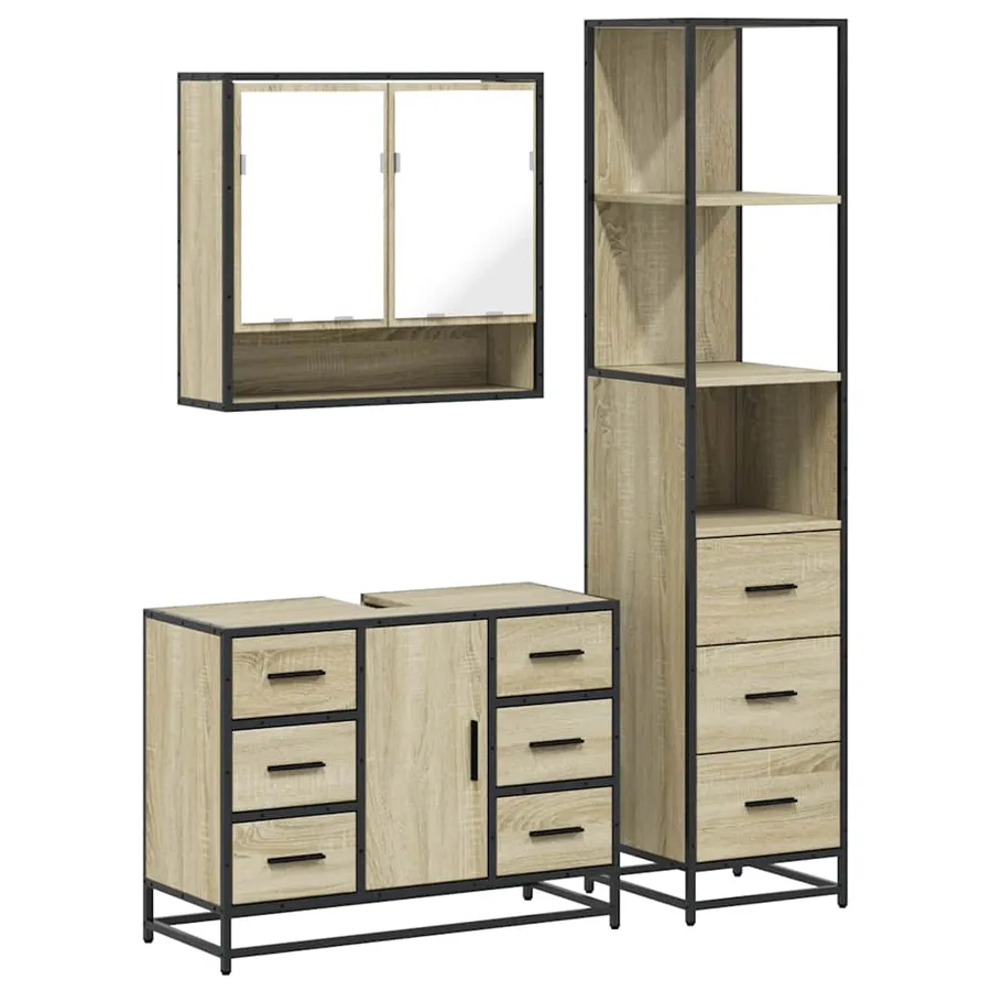 Ensemble de meubles de salle de bain 3 pcs chêne sonoma - 2