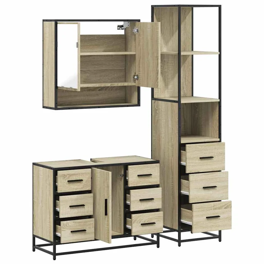 Ensemble de meubles de salle de bain 3 pcs chêne sonoma - 8