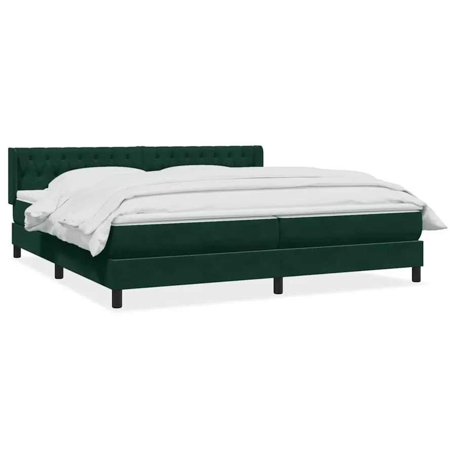 Sommier à lattes de lit et matelas vert foncé 180x210cm velours - 2
