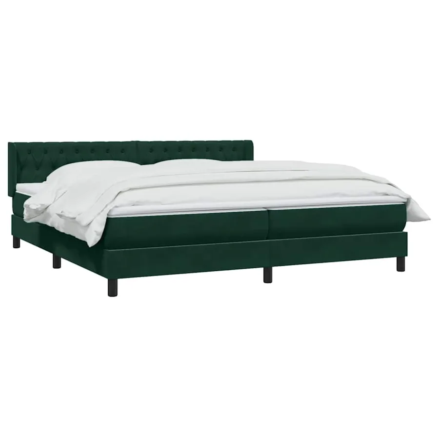 Sommier à lattes de lit et matelas vert foncé 180x210cm velours - 3