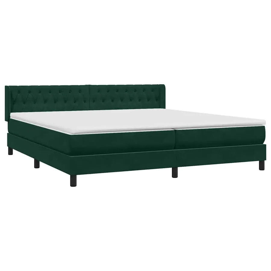 Sommier à lattes de lit et matelas vert foncé 180x210cm velours - 4