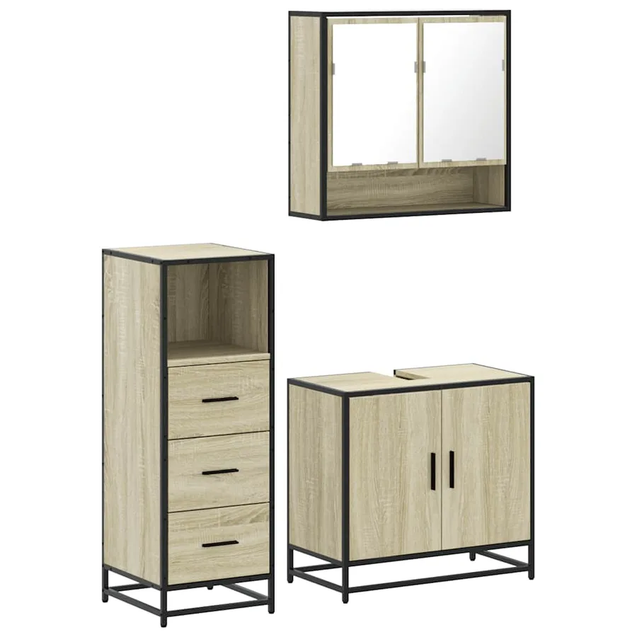 Ensemble de meubles de salle de bain 3 pcs chêne sonoma - 2