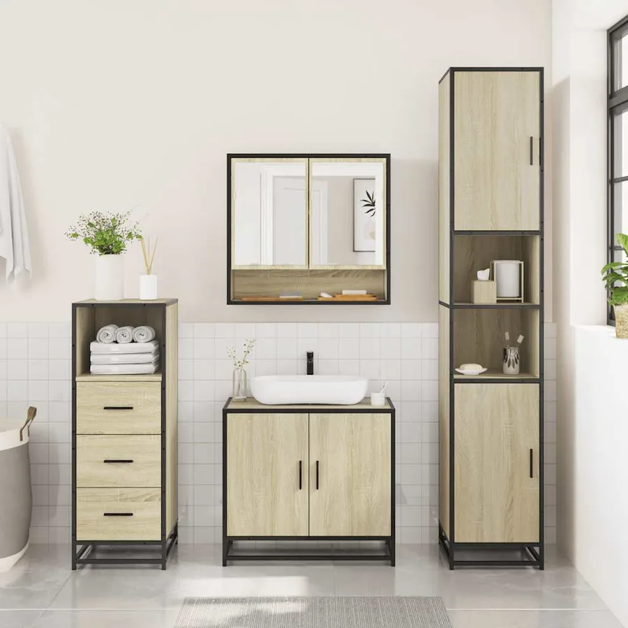 Ensemble de meubles de salle de bain 3 pcs chêne sonoma - 3