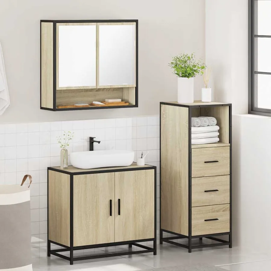 Ensemble de meubles de salle de bain 3 pcs chêne sonoma - 4