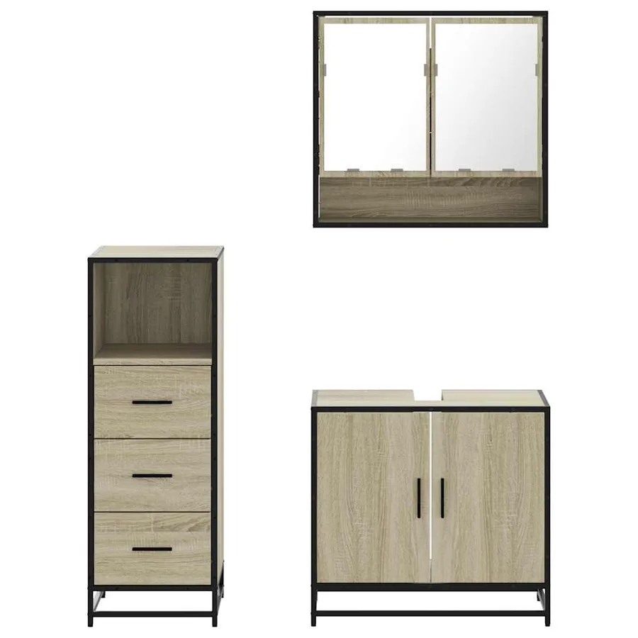 Ensemble de meubles de salle de bain 3 pcs chêne sonoma - 5