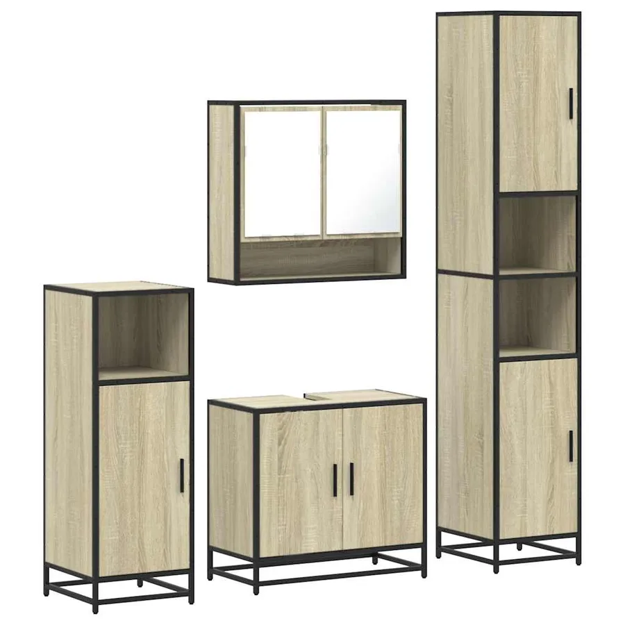 Ensemble de meubles de salle de bain 4 pcs chêne sonoma - 2