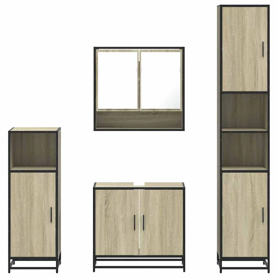 Ensemble de meubles de salle de bain 4 pcs chêne sonoma - 5