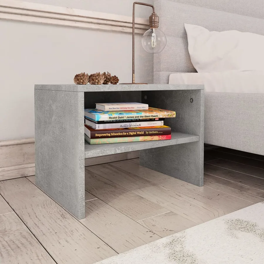 Tables de chevet 2 pcs Gris béton 40x30x30 cm Bois ingénierie - 2