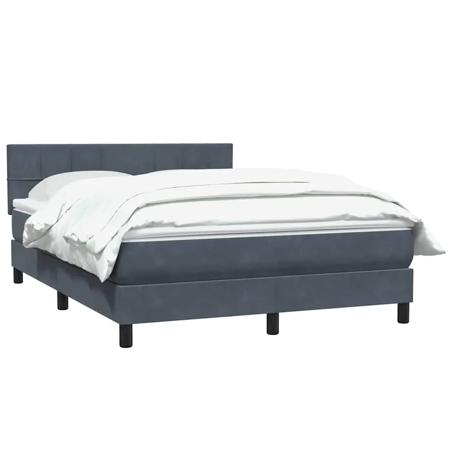 Sommier à lattes de lit et matelas gris foncé 140x210cm velours - 3