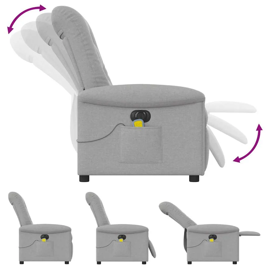 Fauteuil de massage inclinable électrique gris nuage tissu - 8