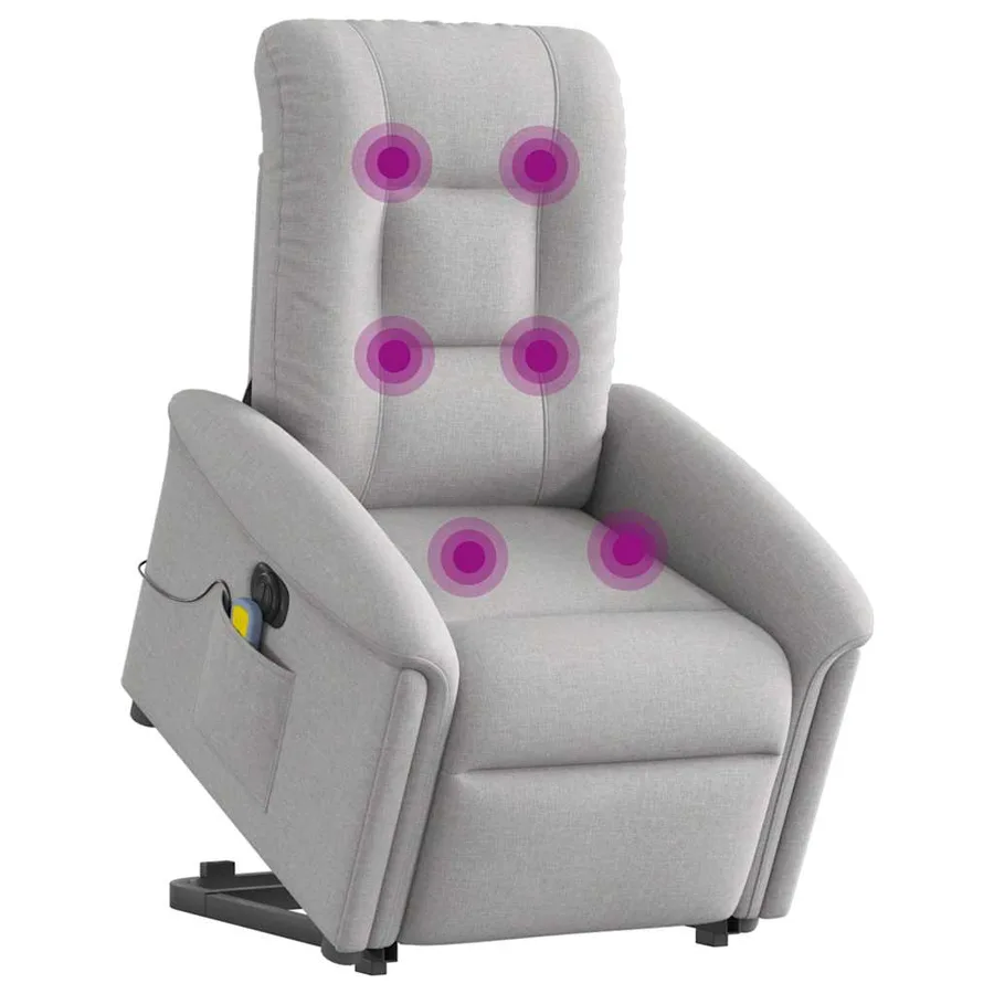 Fauteuil inclinable de massage électrique gris nuage tissu - 2
