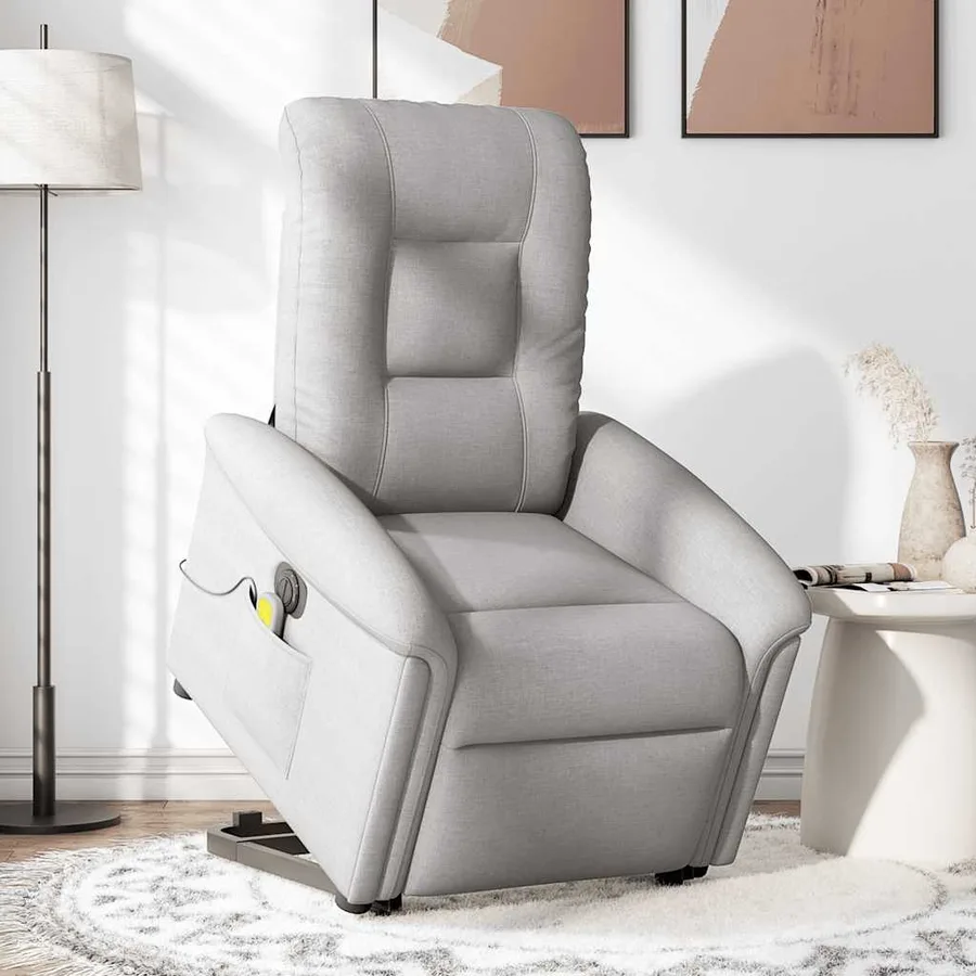 Fauteuil inclinable de massage électrique gris nuage tissu - 3