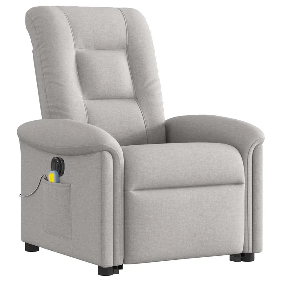Fauteuil inclinable de massage électrique gris nuage tissu - 4
