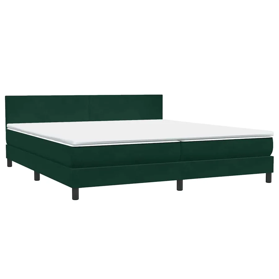 Sommier à lattes de lit et matelas vert foncé 180x210cm velours - 2