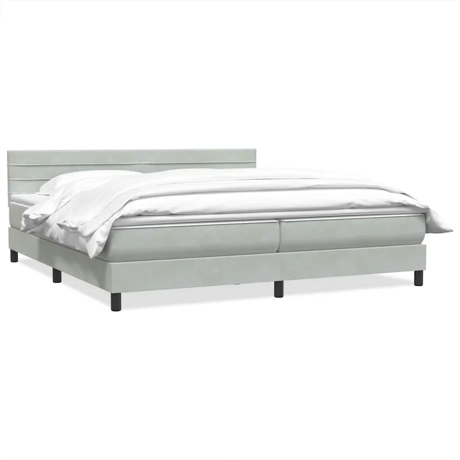 Sommier à lattes de lit et matelas gris clair 180x210cm velours - 2