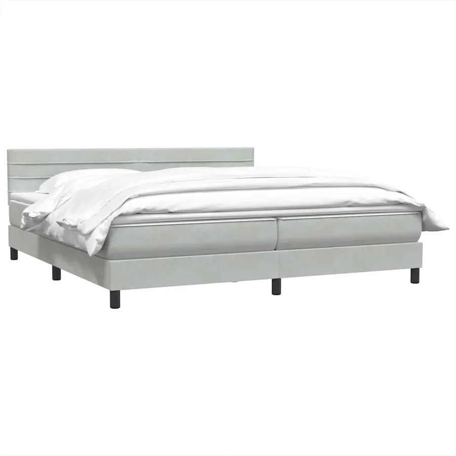 Sommier à lattes de lit et matelas gris clair 180x210cm velours - 3