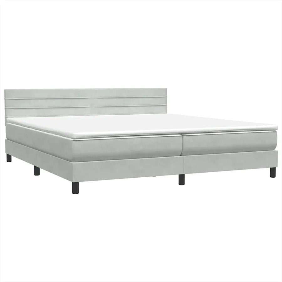 Sommier à lattes de lit et matelas gris clair 180x210cm velours - 4