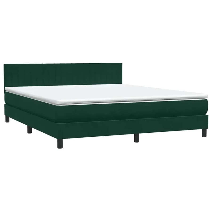 Sommier à lattes de lit et matelas et LED vert foncé 180x210cm velours - 5