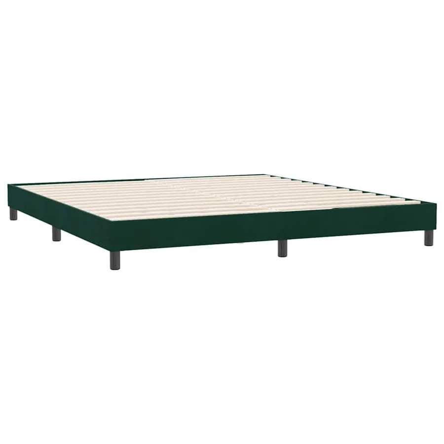 Sommier à lattes de lit et matelas et LED vert foncé 180x210cm velours - 6