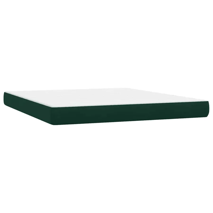 Sommier à lattes de lit et matelas et LED vert foncé 180x210cm velours - 8