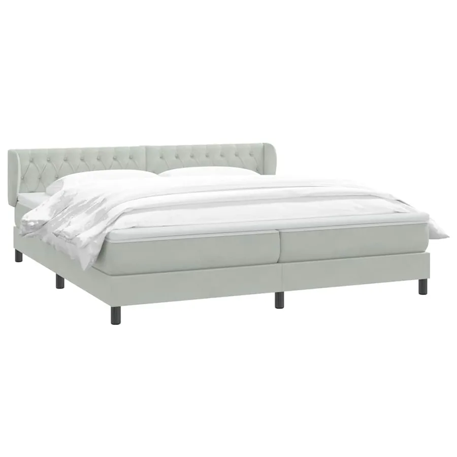 Sommier à lattes de lit et matelas gris clair 180x210cm velours - 3